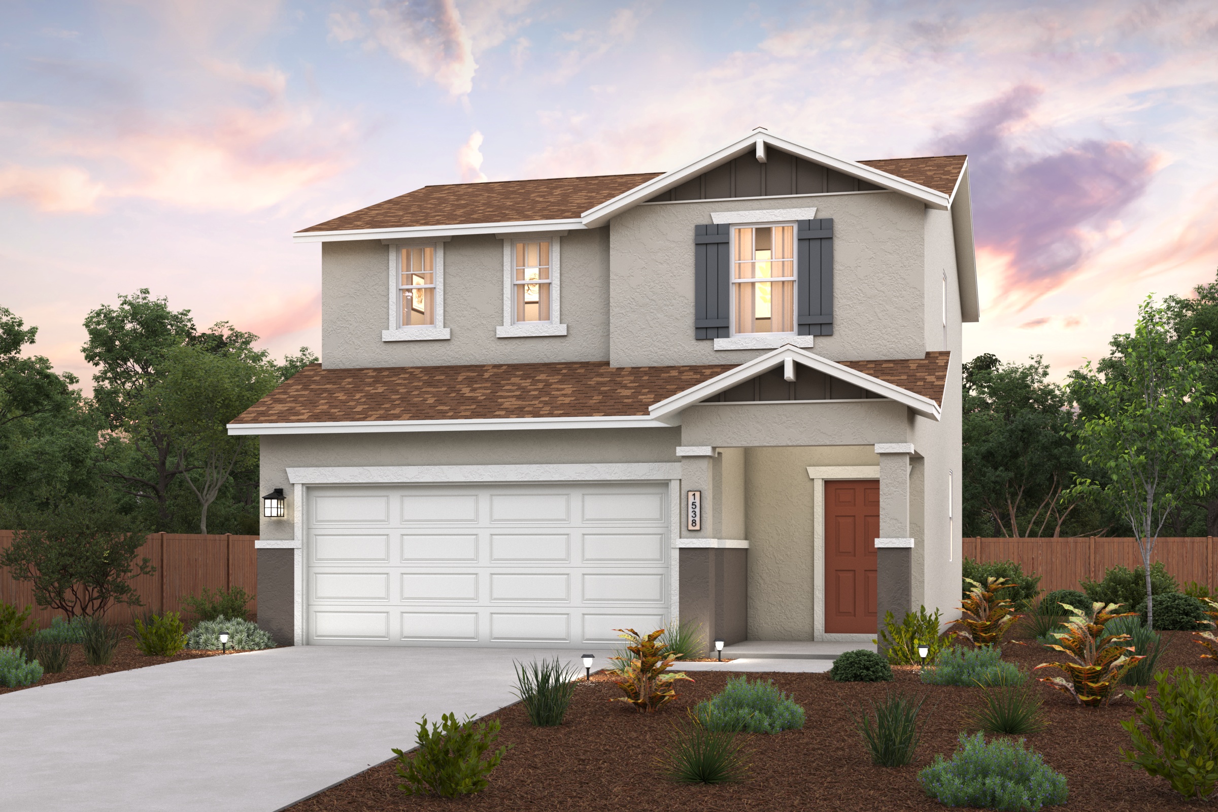 A house with a garage.