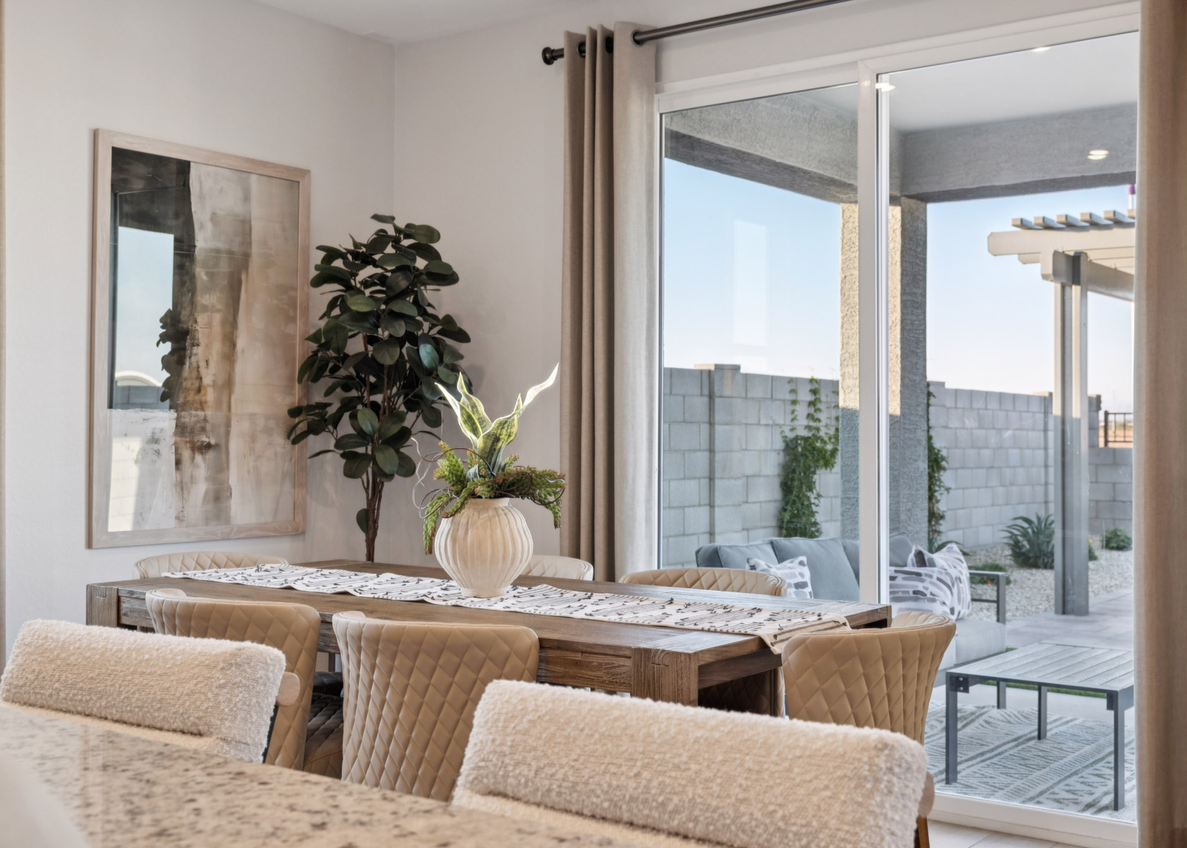 A living room with a large window.