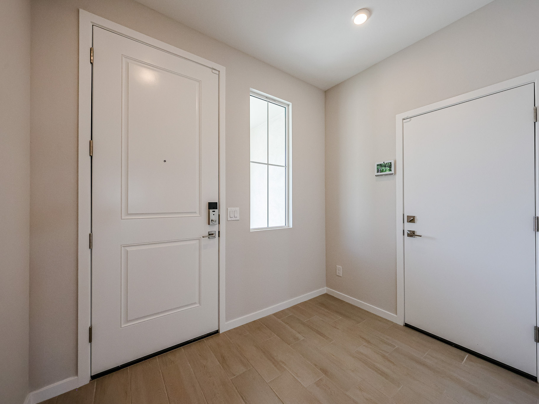 A room with white doors.