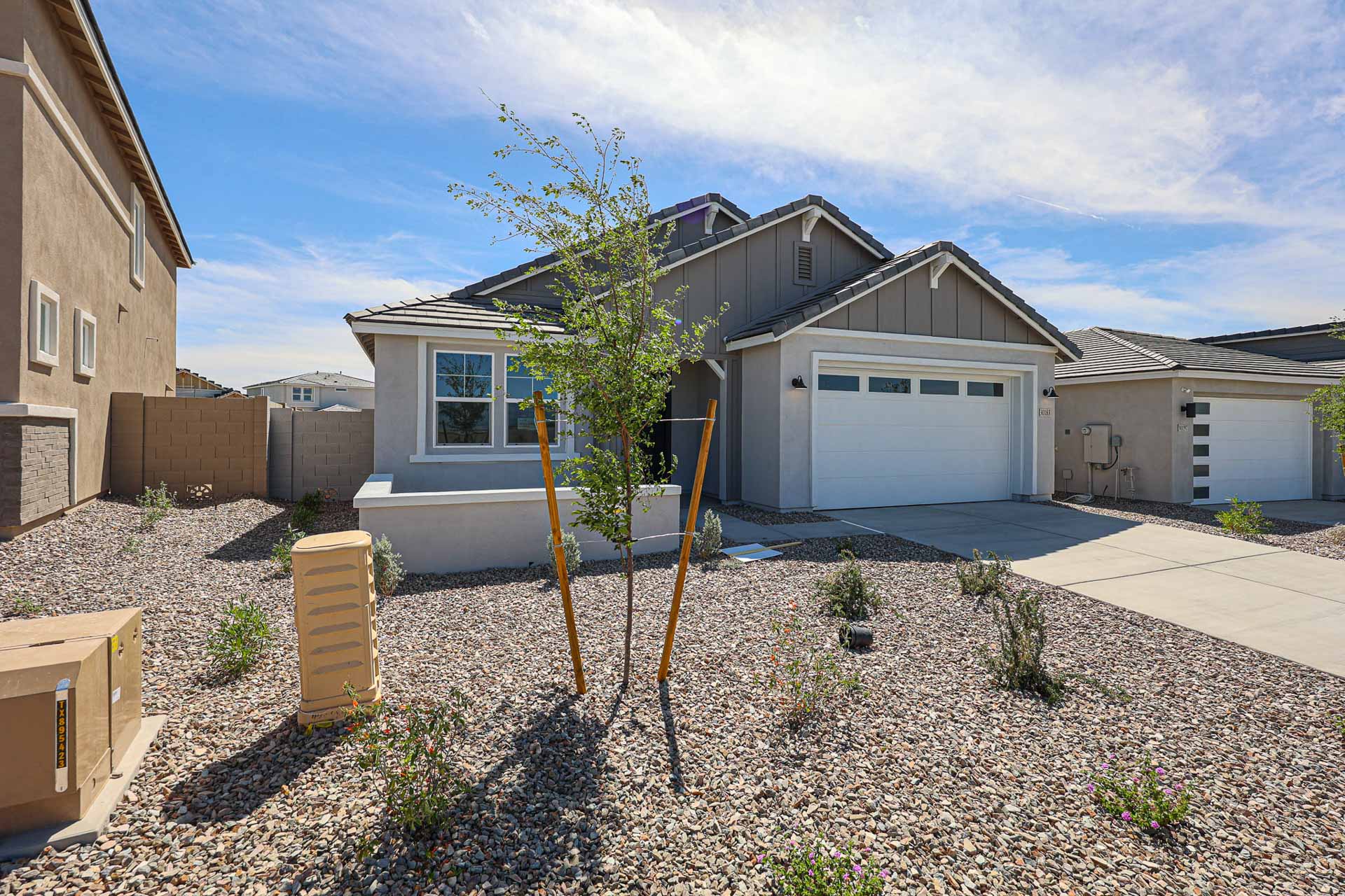 A backyard with a few trees.