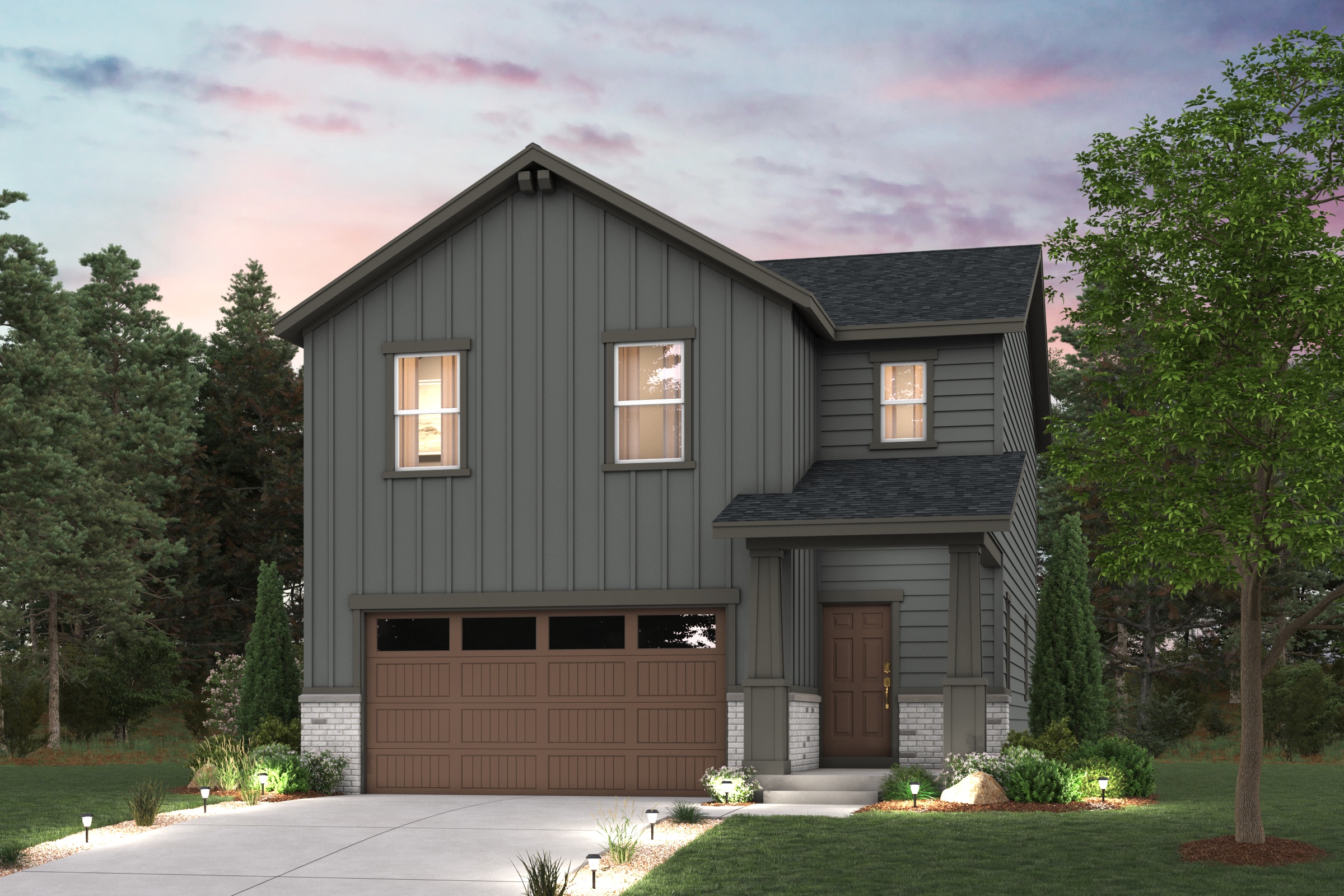 home in the Empress floorplan render with landscaping Elevation C 