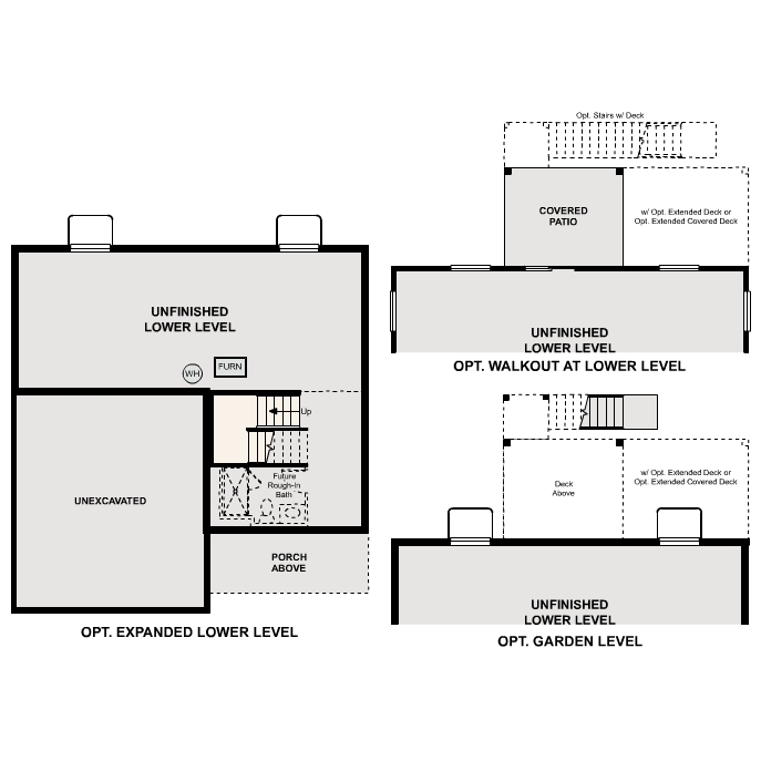 Diagram, engineering drawing. Fraser Floorplan, Basement Options