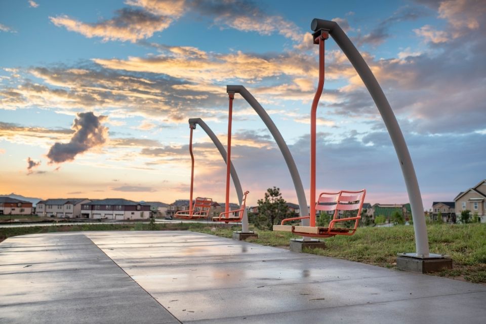 A playground with a slide.