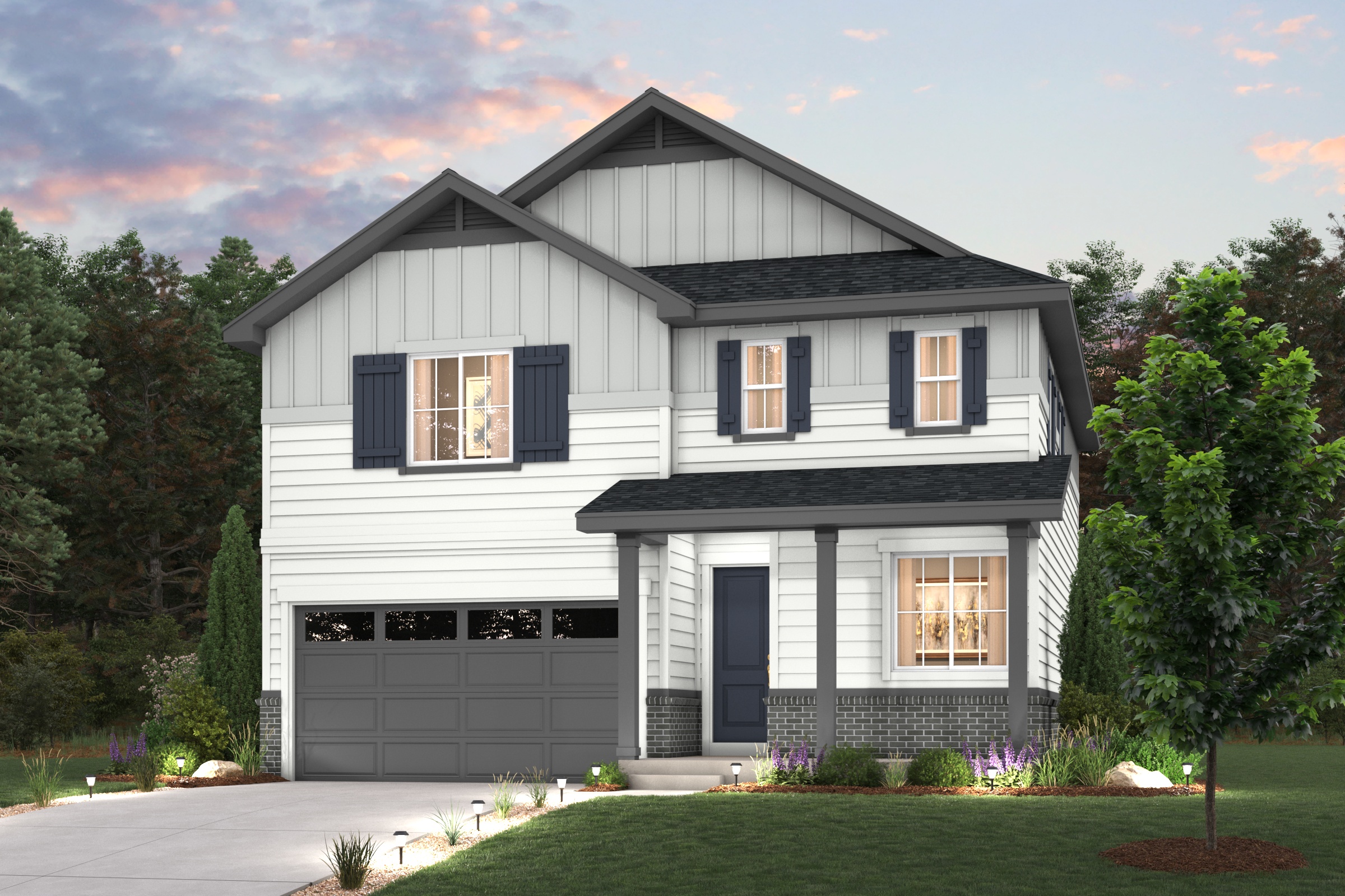 A house with a garage.