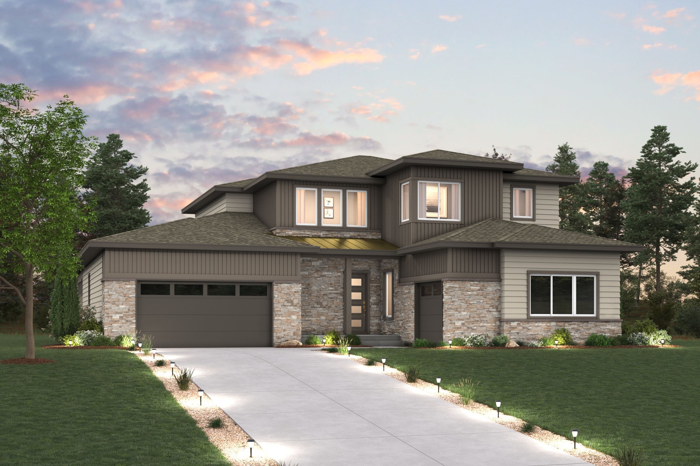 A house with a driveway.