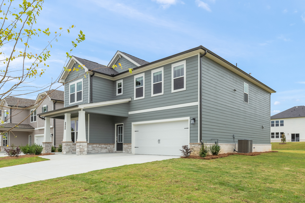 A house with a garage.