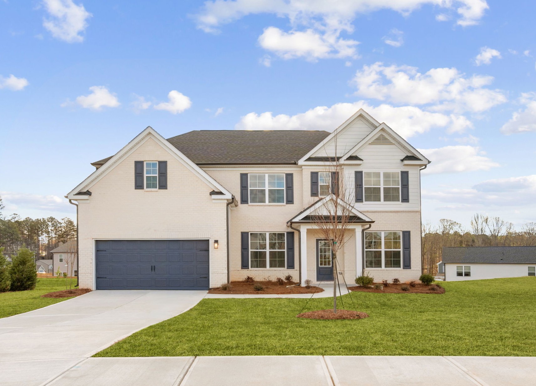 A house with a garage.