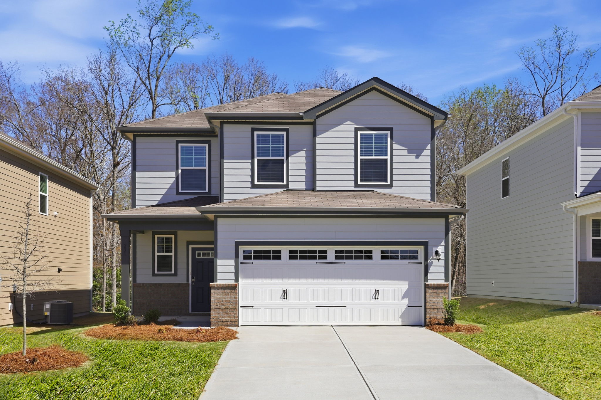 A house with a garage.