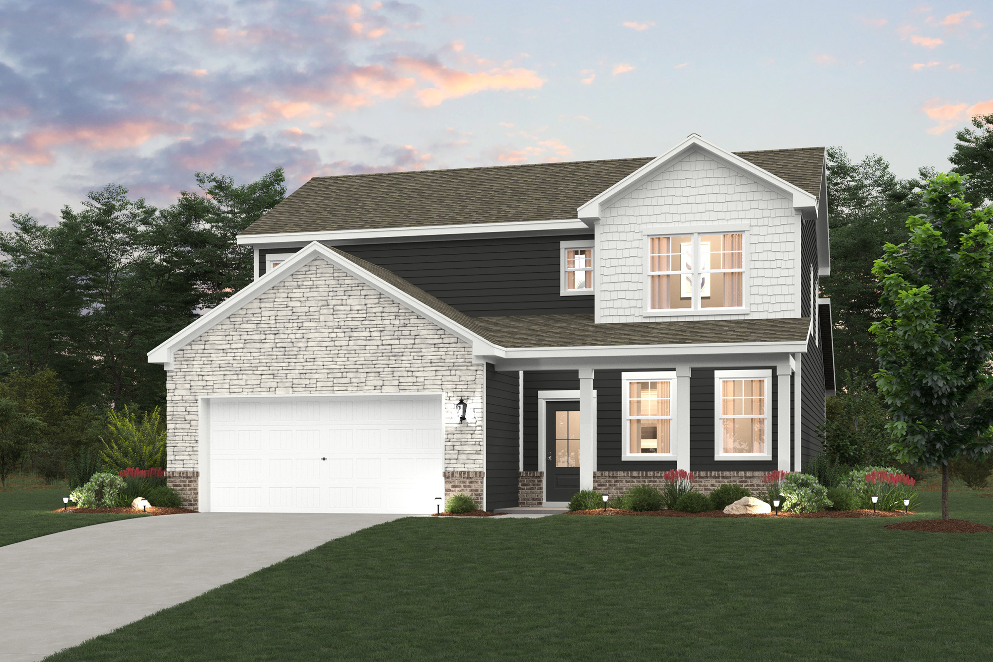 A house with a garage.