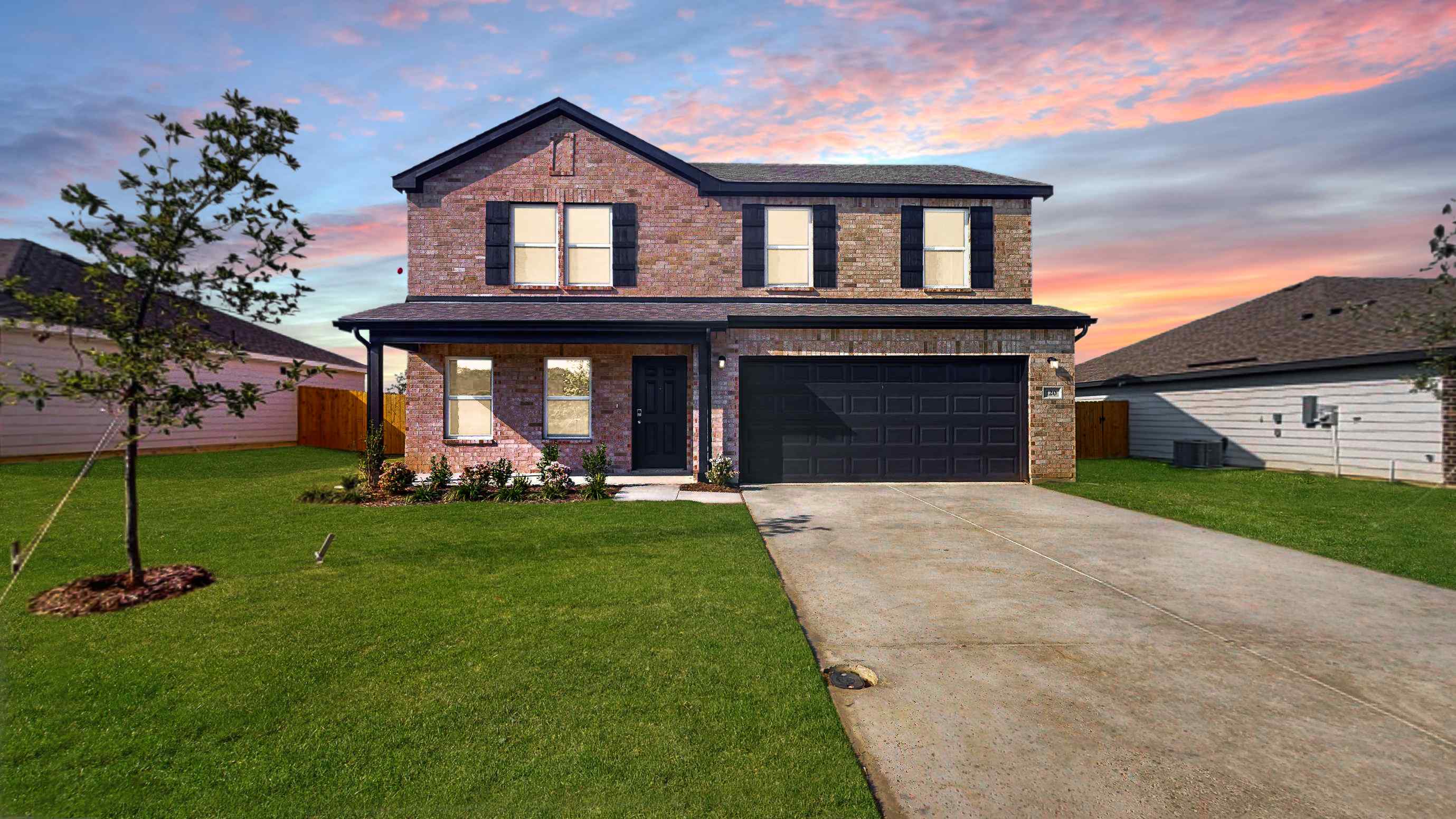 A house with a driveway.