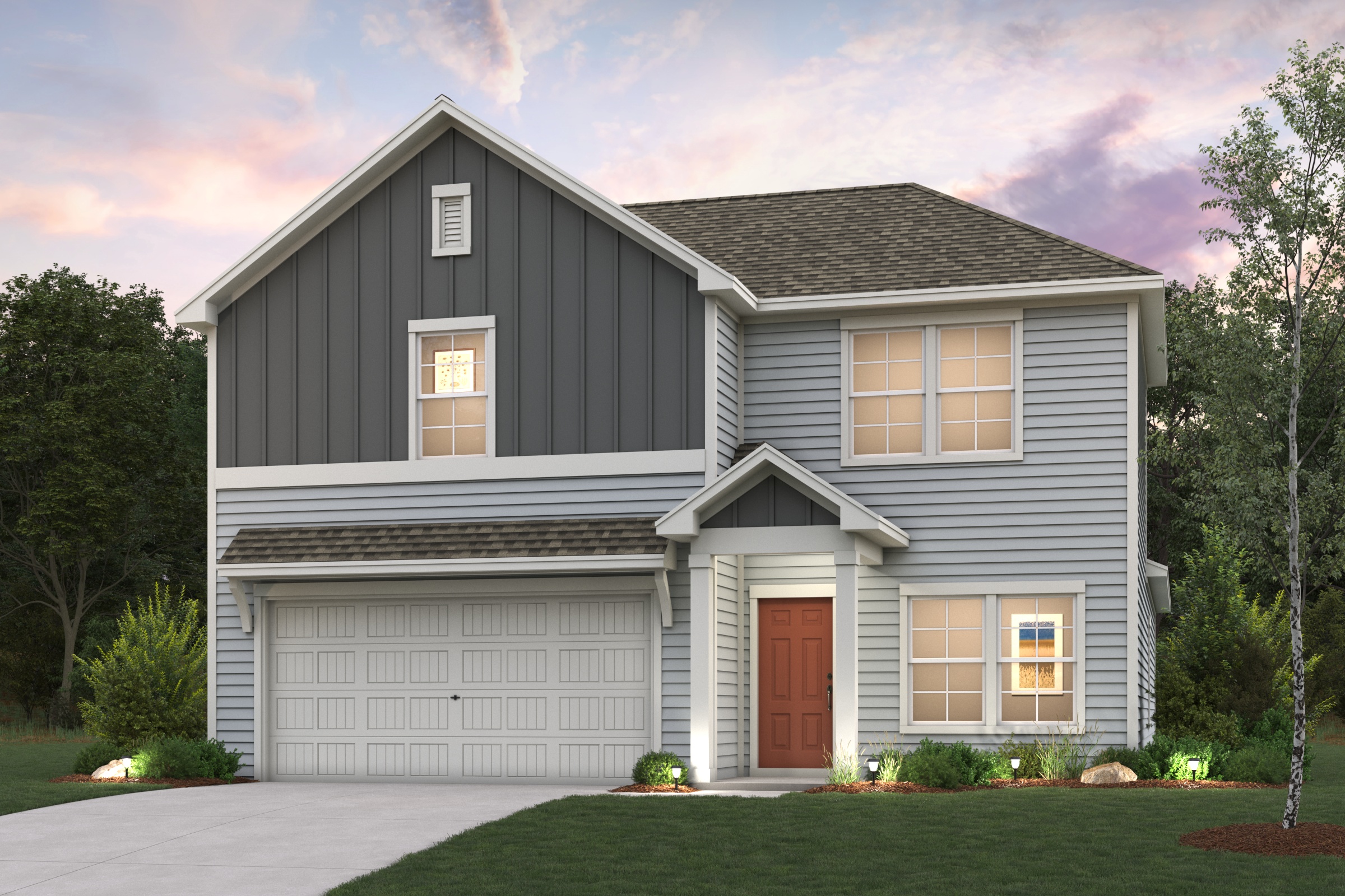 A house with a garage.