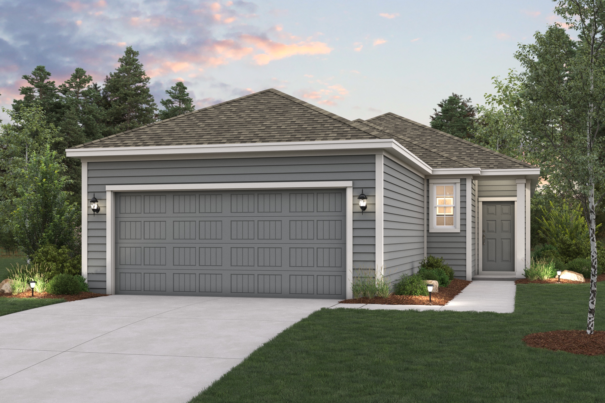 A house with a garage.