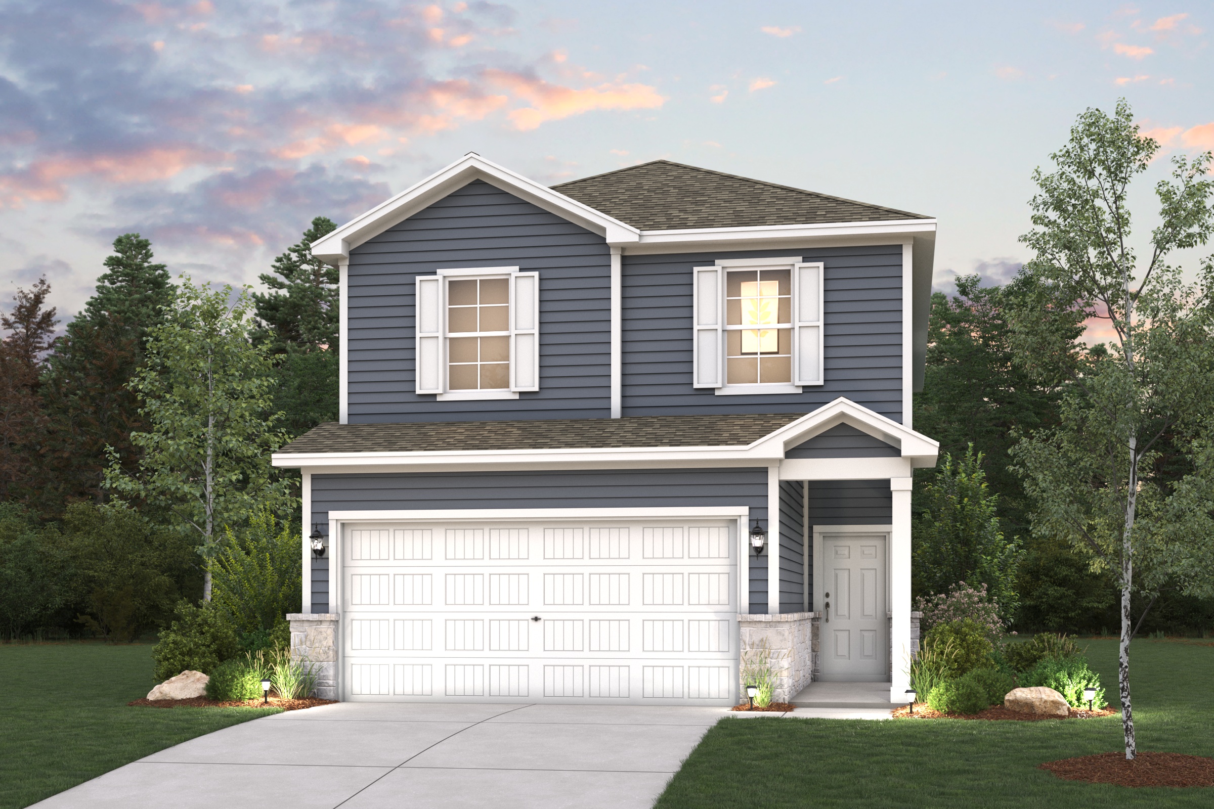 A house with a garage.