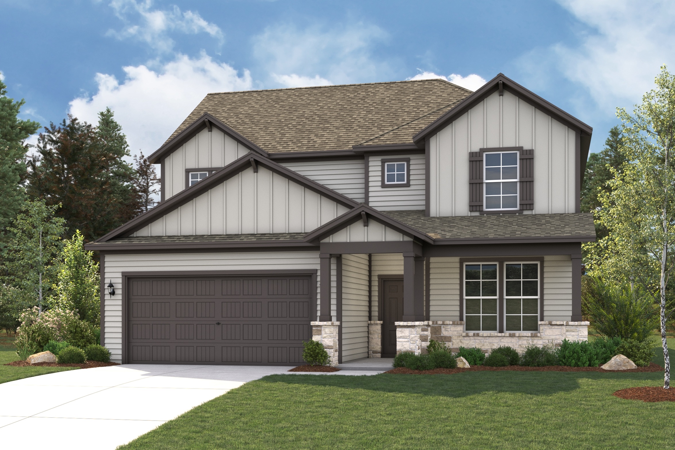 A house with a garage.