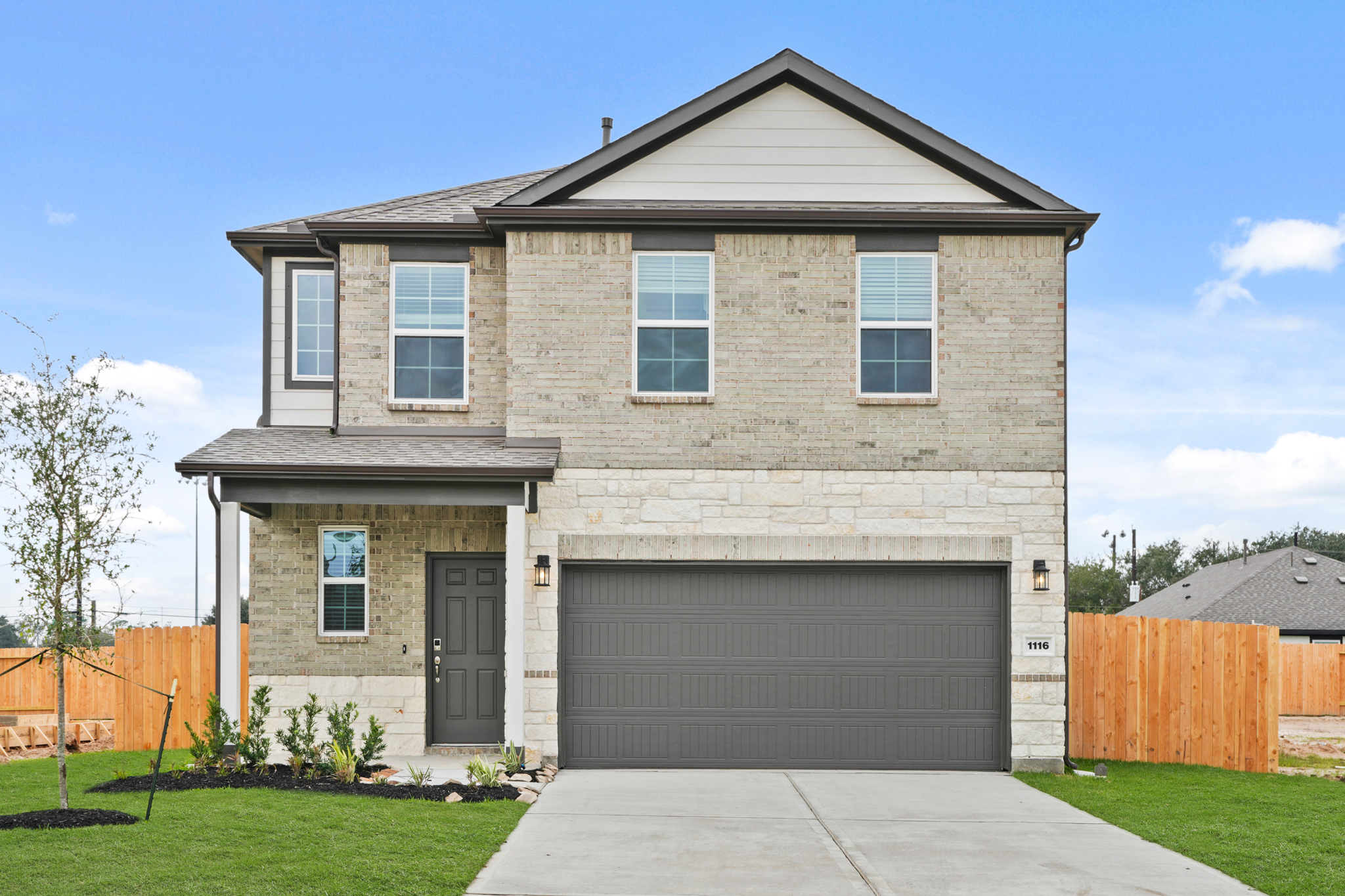 A house with a garage.