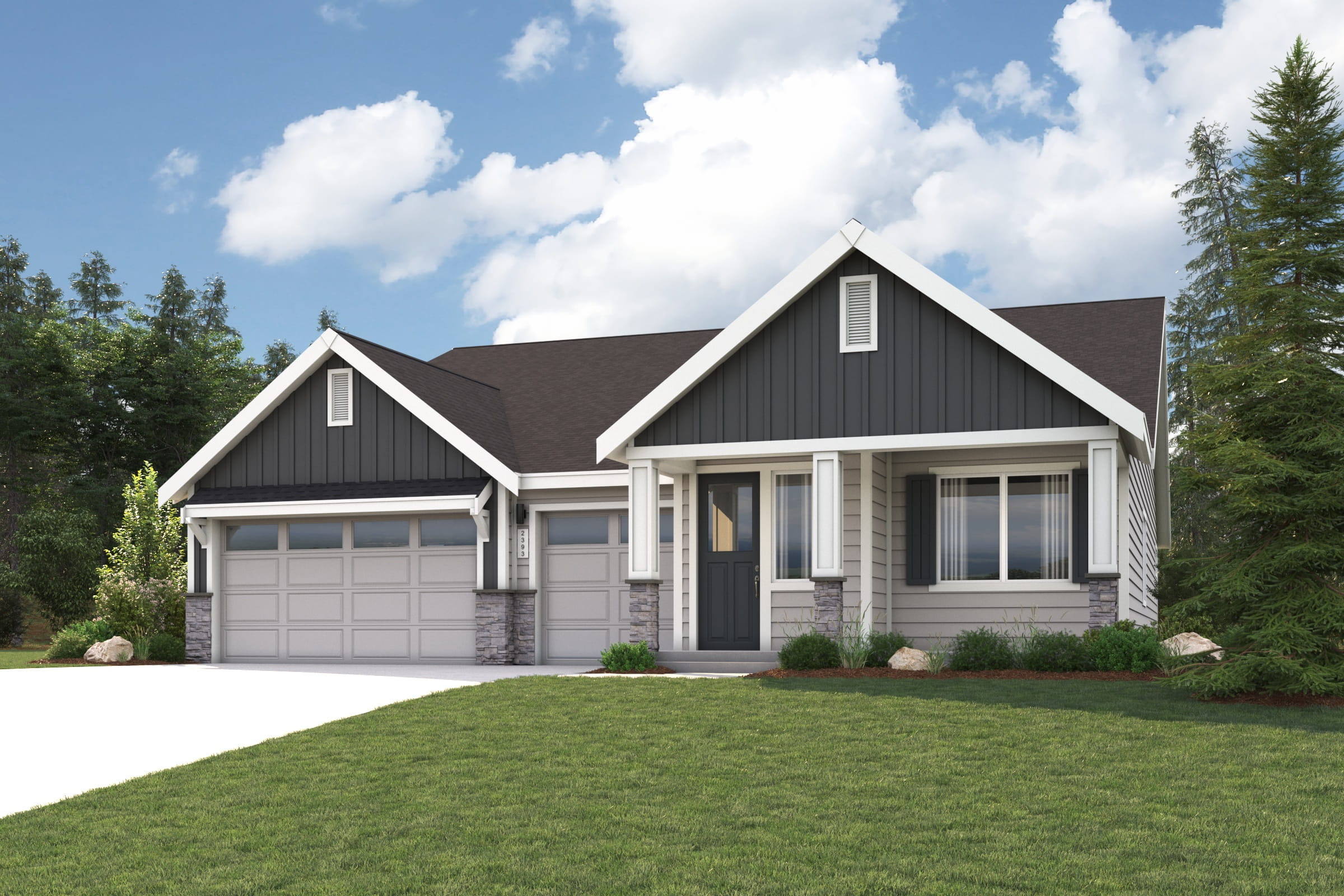 A house with a lawn in front of it.