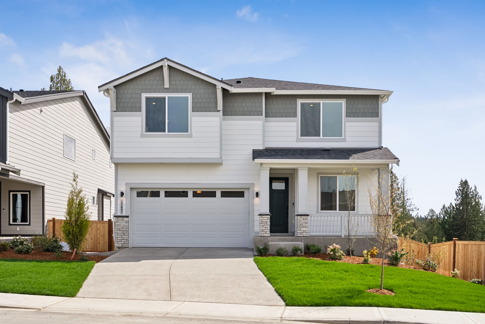 A house with a garage.