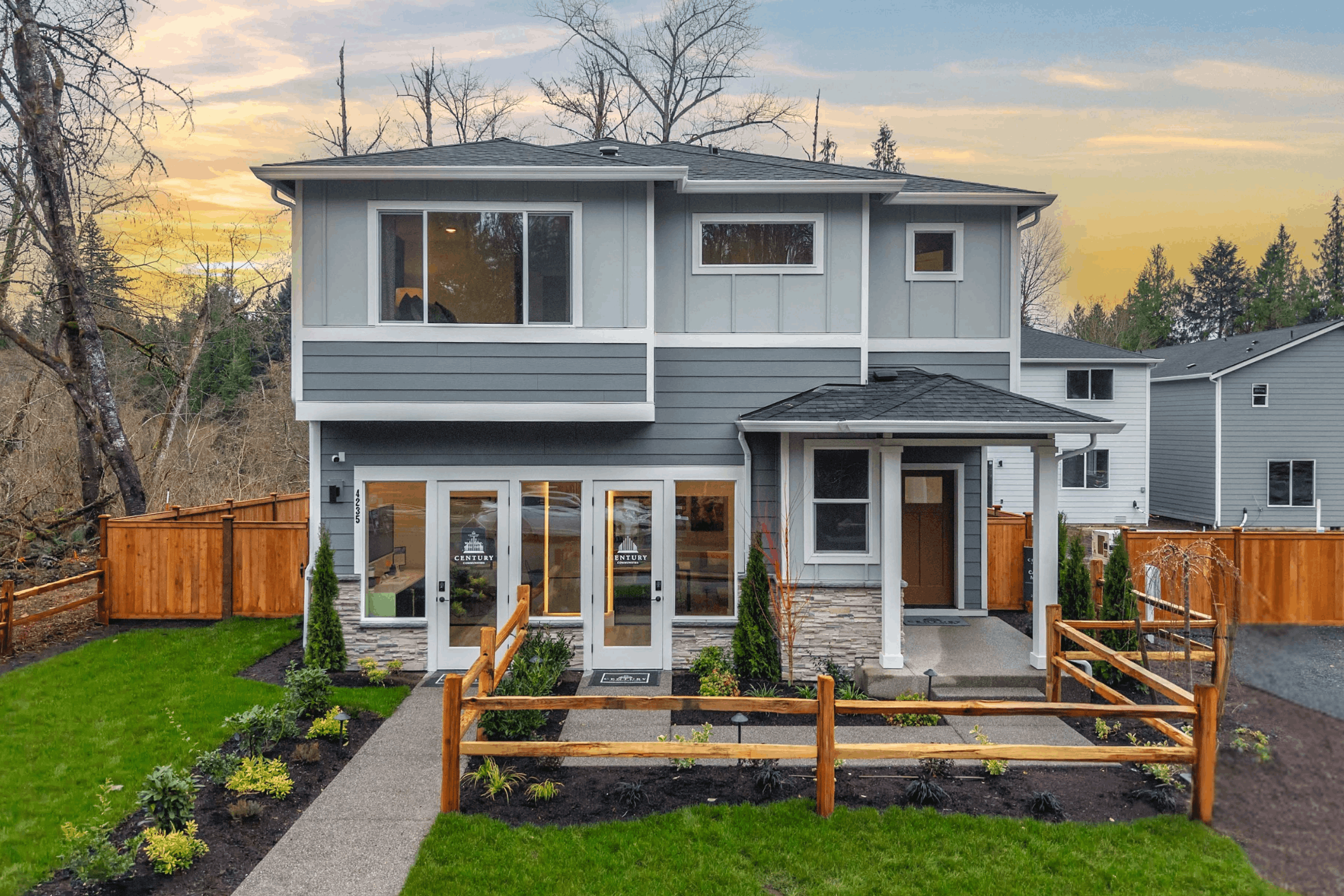 A house with a fence around it.