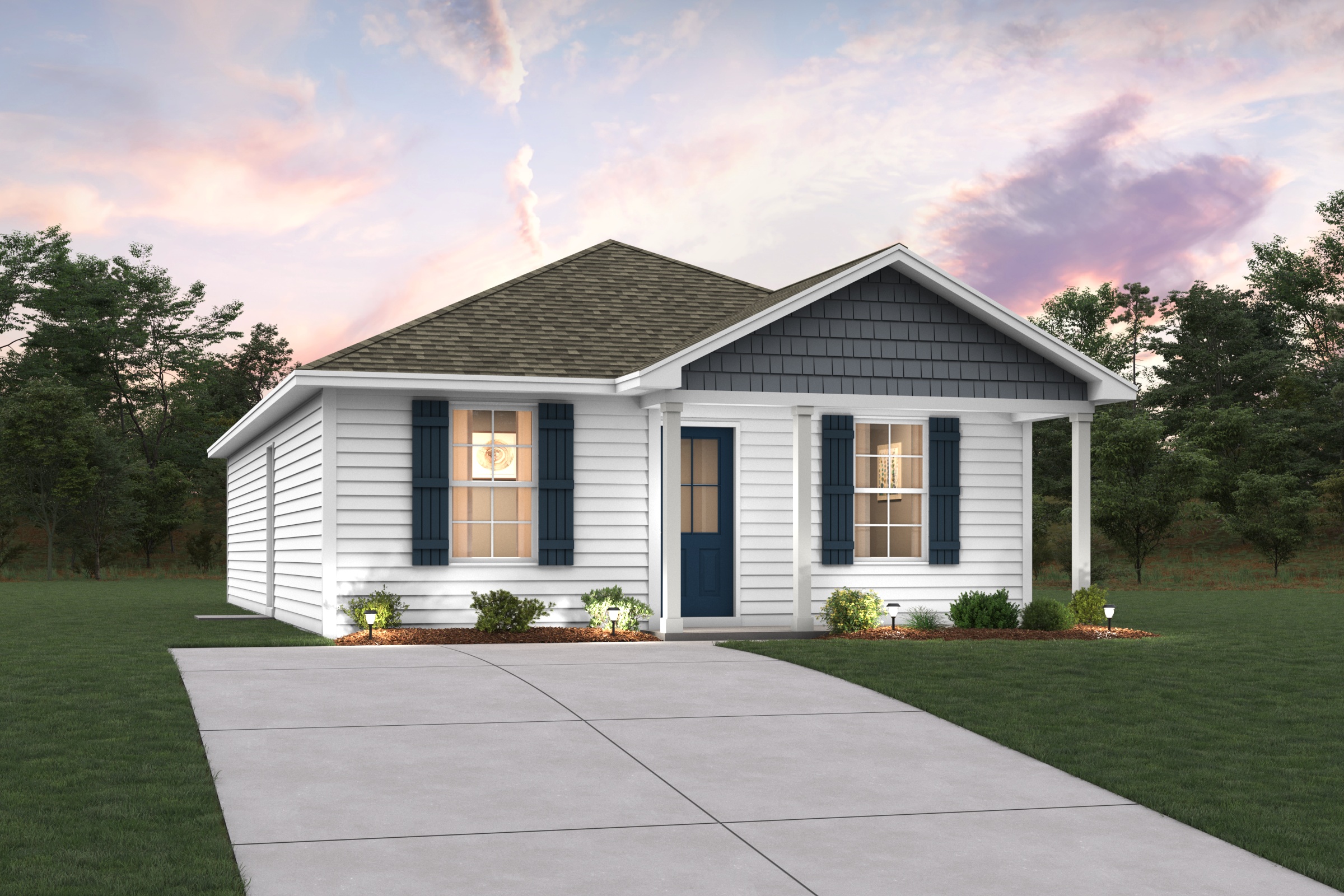 A house with a driveway.