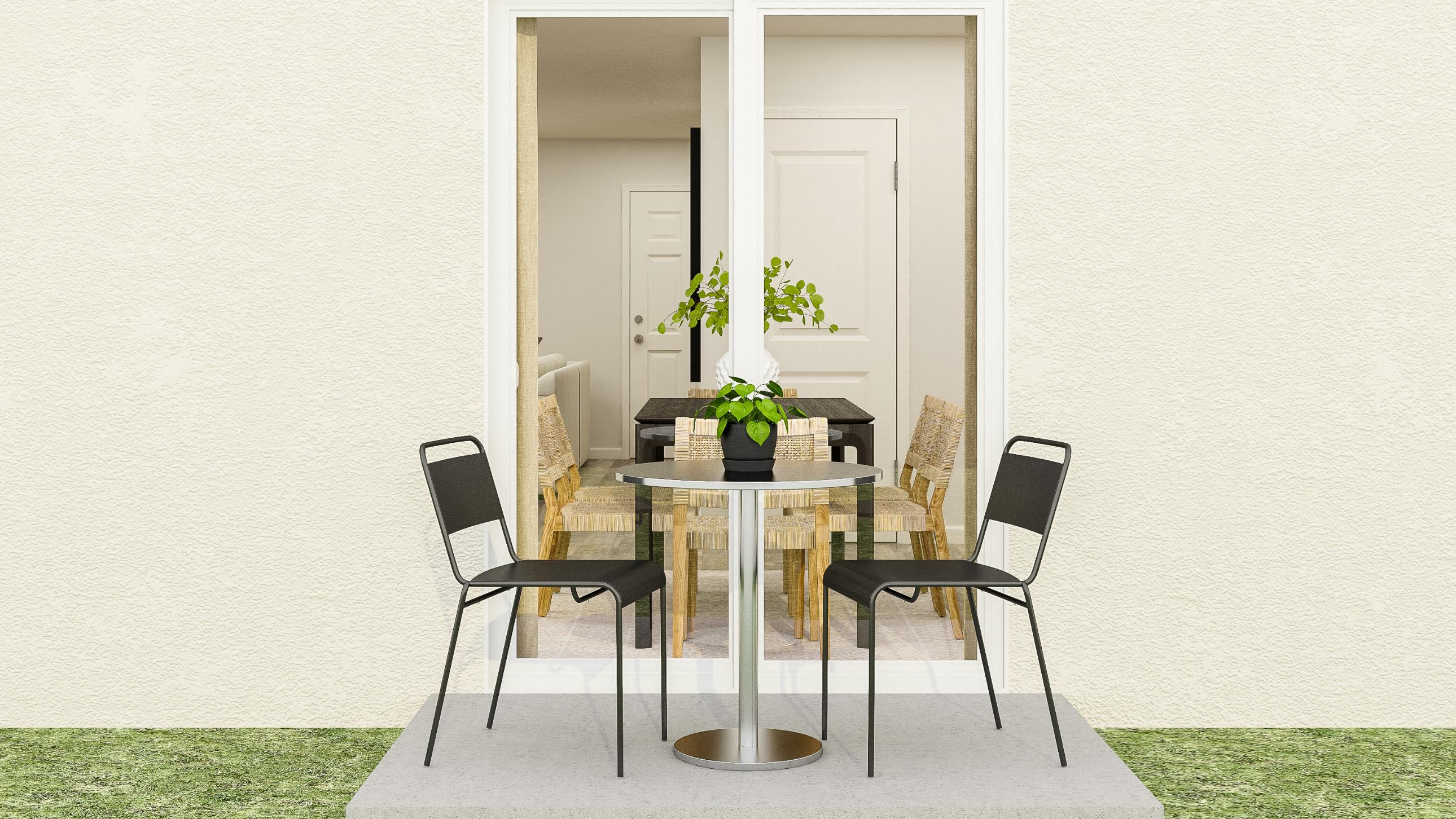 A table with chairs around it.